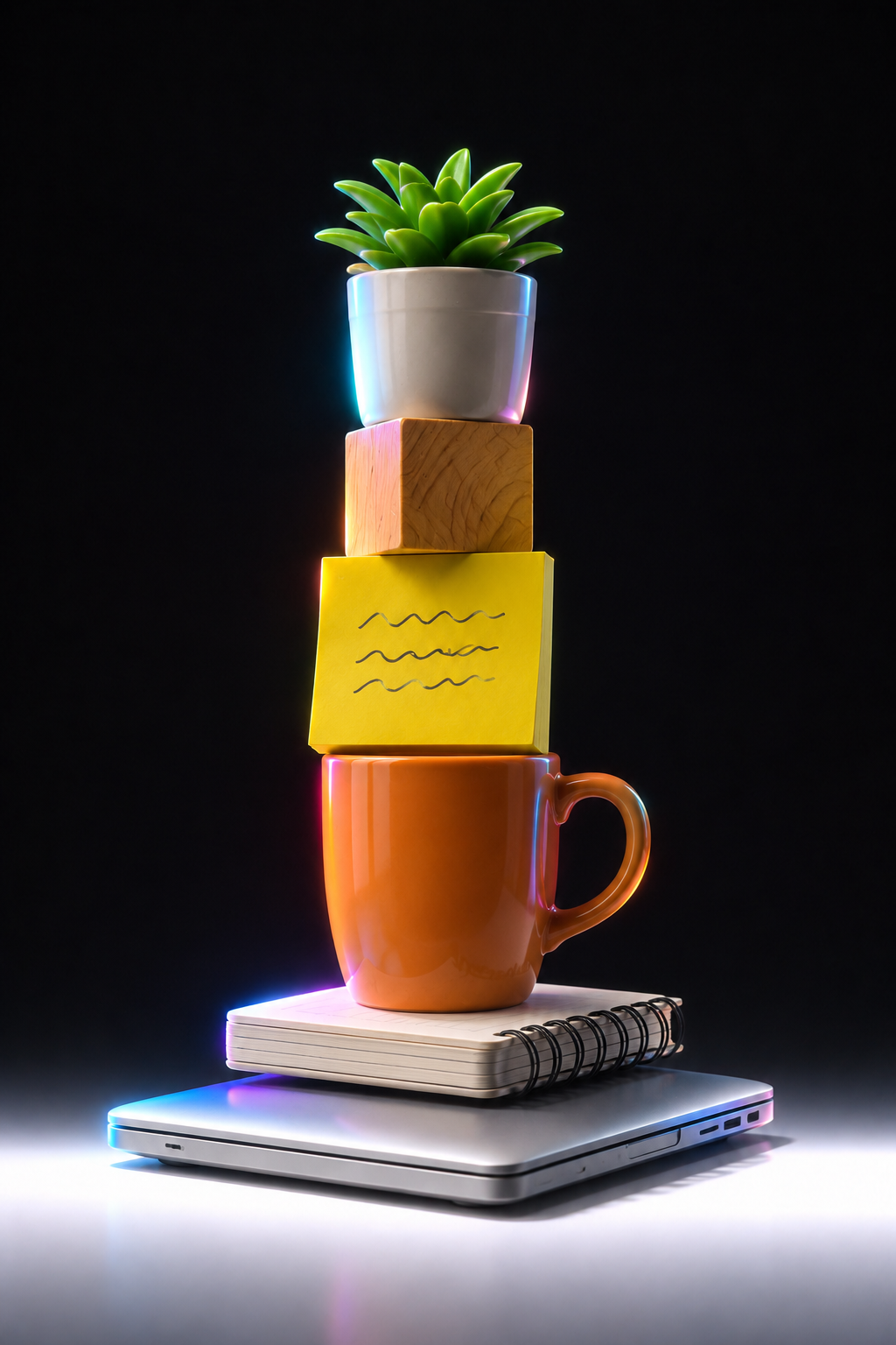 A literal stack of office objects
